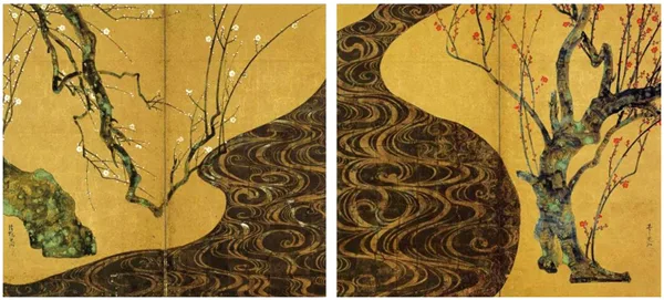 Red and white plum-blossom screen at MOA Museum of Art