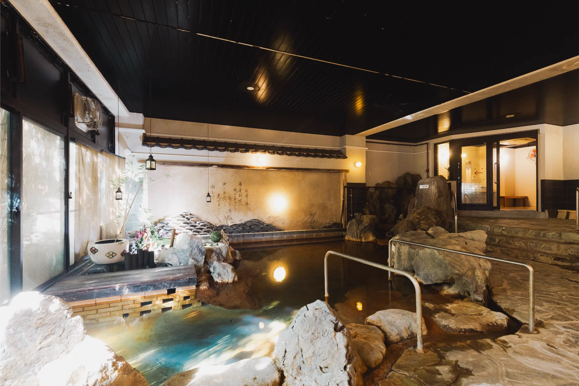 Indoor rock bath at Yunosato Hayama